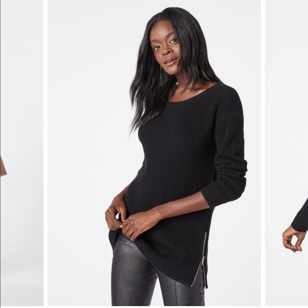 Side Zip Tunic Sweater / Size: S / Black